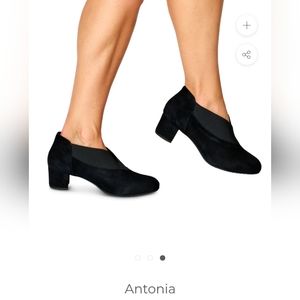 Eric Michael Antonia Black Leather Suede Slip-on Block Heel Size9 Runs Small